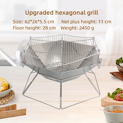 410 SS Outdoor Fishing Gear Camping Grill Portable With 201 SS Mesh