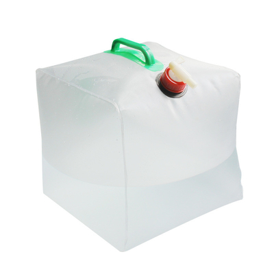 Collapsible Water Storage Outdoor Fishing Gear 5 Gallon With Tap White