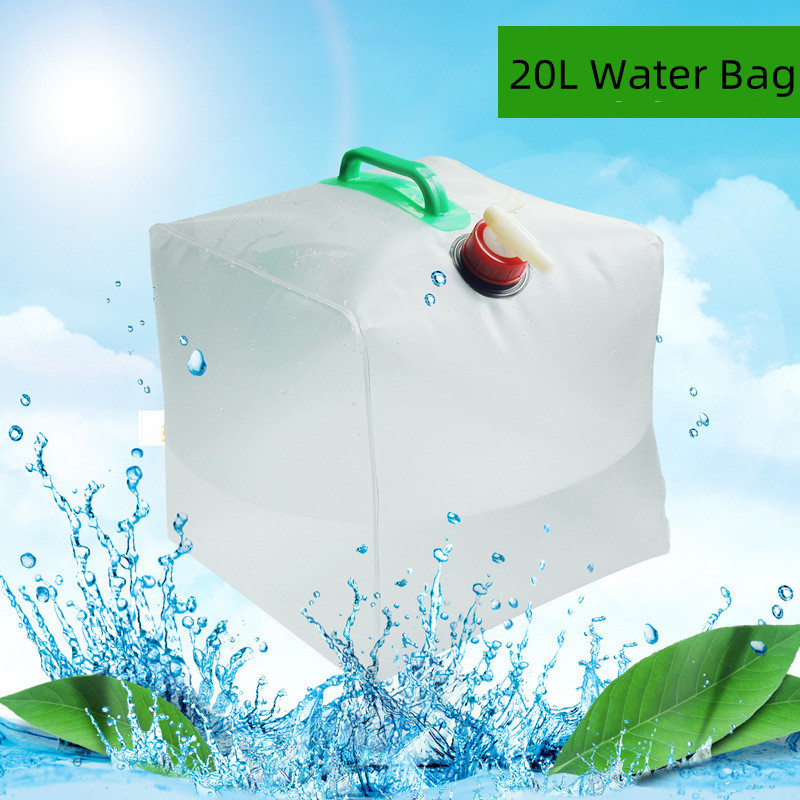 Collapsible Water Storage Outdoor Fishing Gear 5 Gallon With Tap White